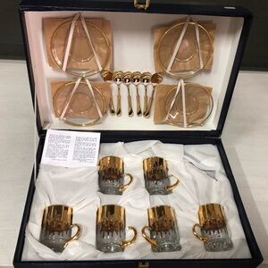 Nello gigli 24k Gold rim and Art Deco Drinkware Set